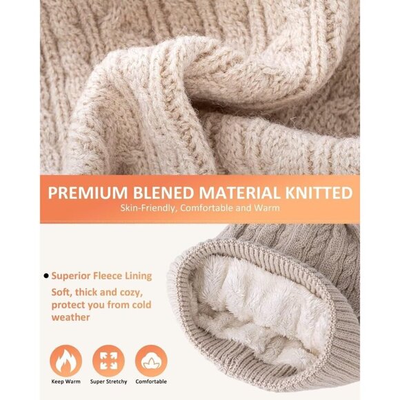 Women winter hat scarf gloves set fleece lined knit stylish gift warm